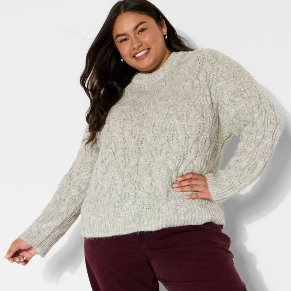 Women's Crewneck Heritage Pullover Sweater - Wild Fable Gray XXL